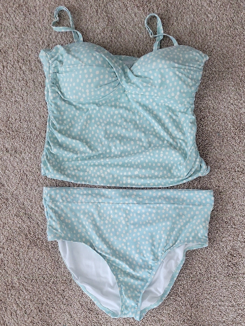 Freshwater XXL Light Blue Polka Dot Tankini and High-Waist Bikini Bottom Set